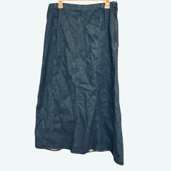 🆕 RECLAIMED VINTAGE vintage Dark Blue denim A-Line Skirt size 10 - Picture 5 of 10